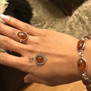 Fire opal set in sterling silver